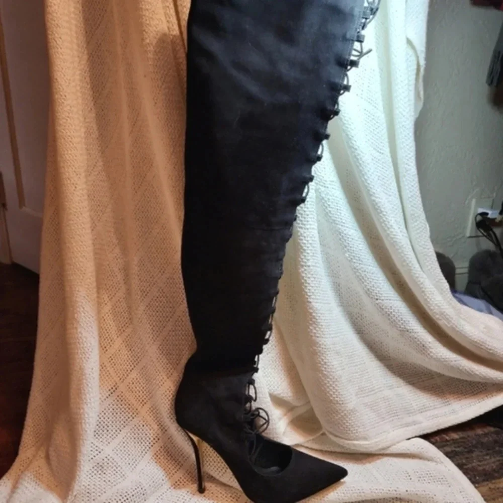 Robert Durville Thigh High Laced Boots 10‎